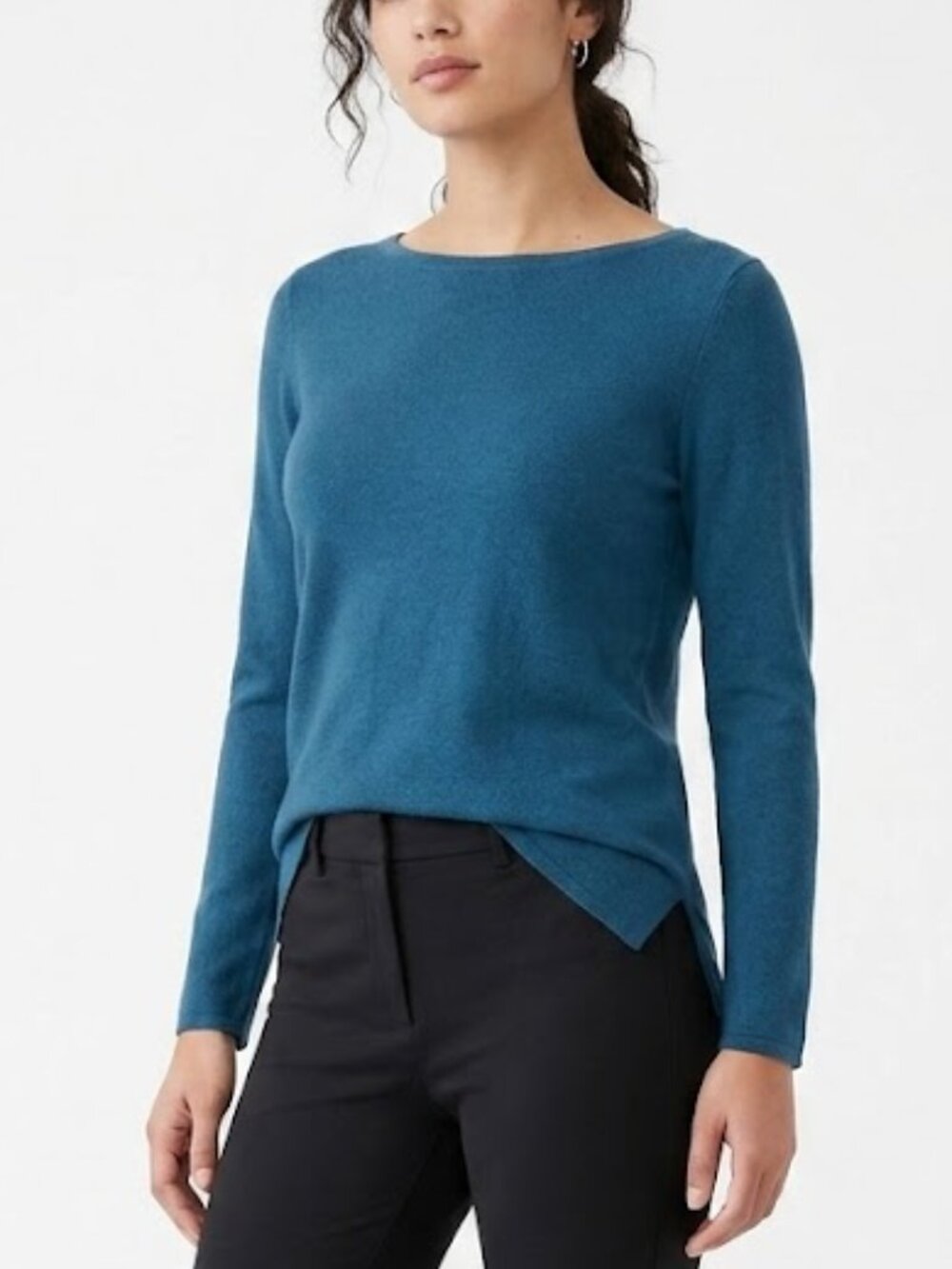 J. Jill Boatneck Pullover Sweater Teal Blue Long Sleeve Size S